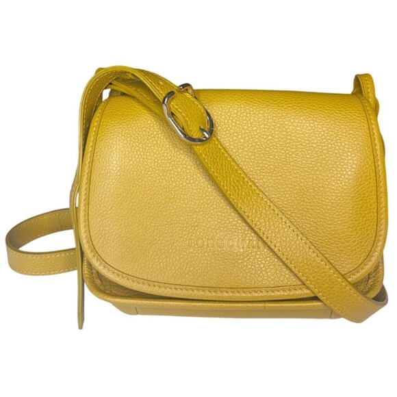 Longchamp Handbags - Longchamp Le Foulonné Mimosa Yellow Leather Crossbody Bag Adjustable Strap